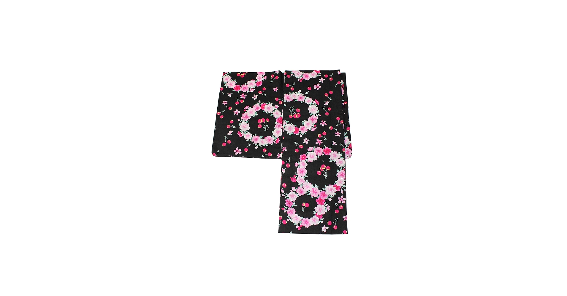 Amazon | [SEIKO MATSUDA] yukata 黒地 ピンク 桜 さくらんぼ 柄