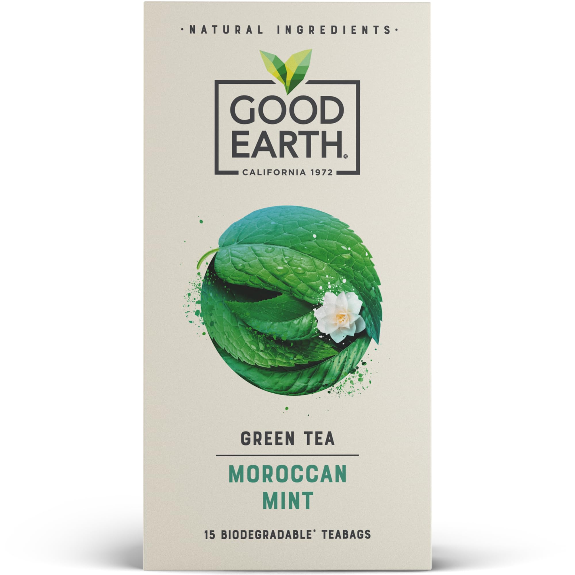 Good Earth Tea Co. Moroccan Mint Tea Bags – Refreshing Green Blend with Mint and Sweet Spearmint – 15 Plant-Based Teabags