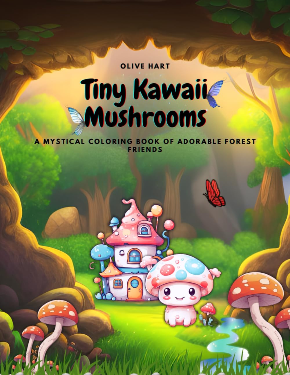 Tiny Kawaii Mushrooms: A Mystical Coloring Book of Adorable Forest Friends