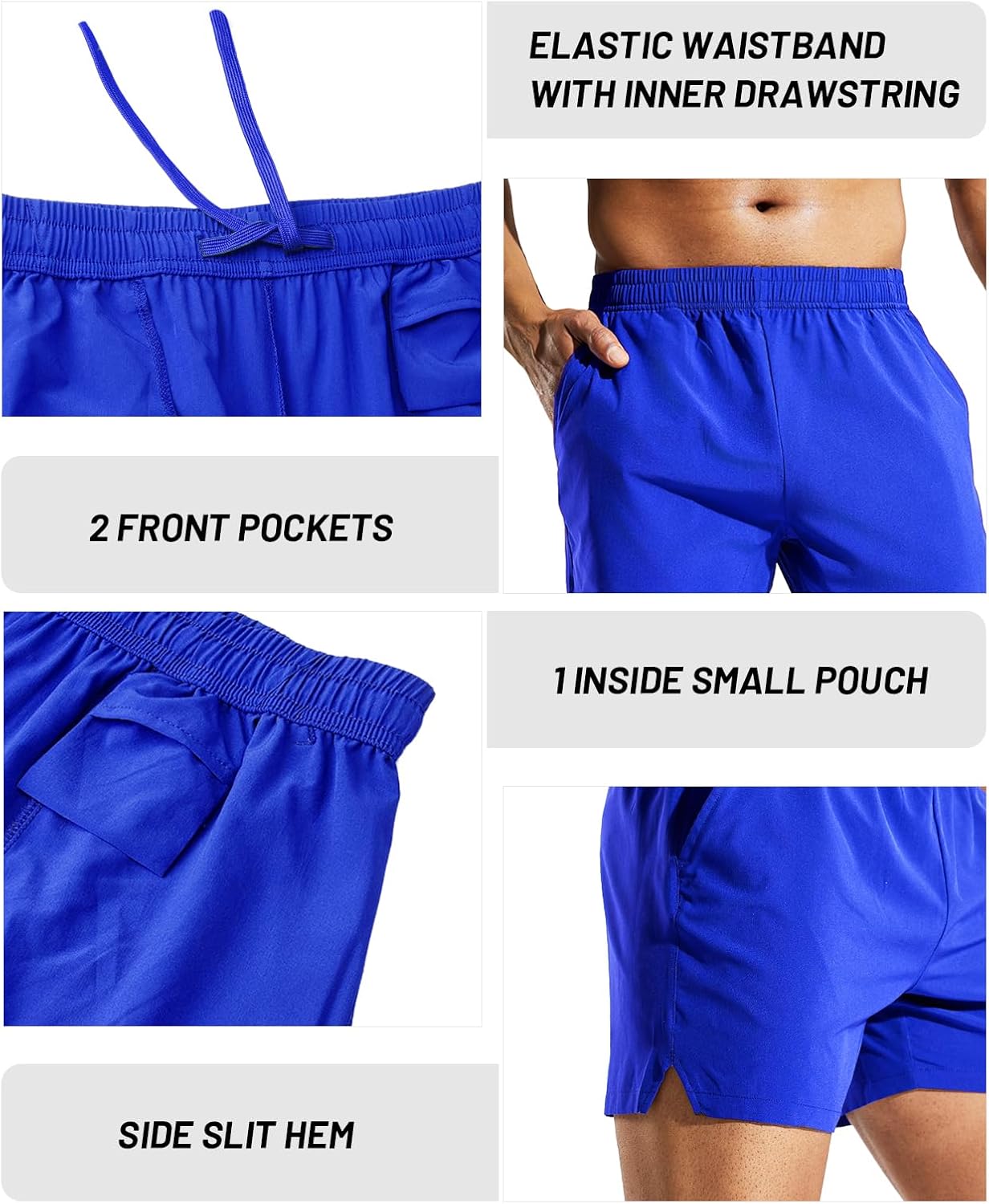 MIER Men's 5 Inch Running Athletic Shorts with Pockets Quick Dry Lightweight Gym Workout Shorts, Elastic Waist - Image 4