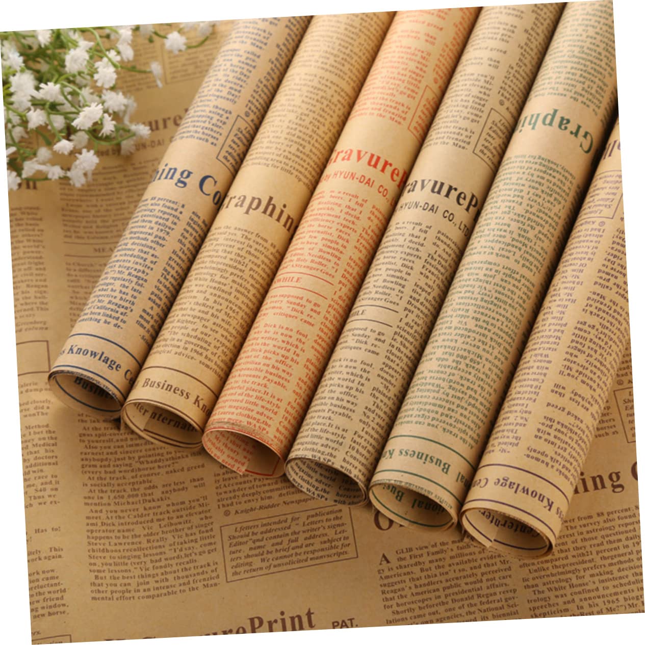 GLEAVI 50blätter Kraftpapier Geschenkpapier Retro-papier für Blumensträuße und Diy-projekte Vintage-papierverpackungen Reißfestes Papier für Geburtstage Hochzeiten und Zufälliger Stil