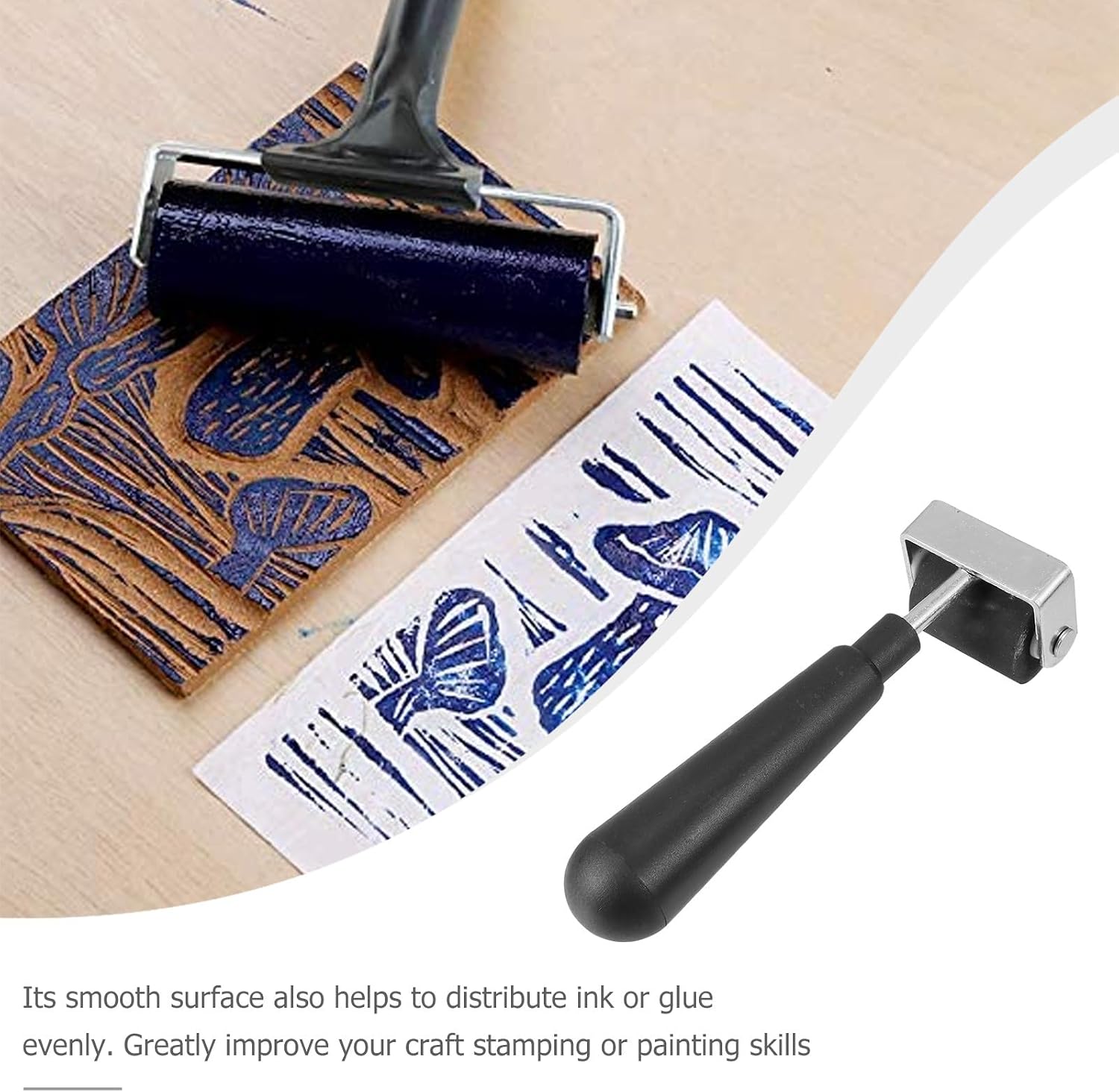 SOESFOUFU Oil-Resistant Rubber Roller for Printmaking Ink Application Non-Slip Handle Craft Tool for Painting Stamping and DIY Art Projects