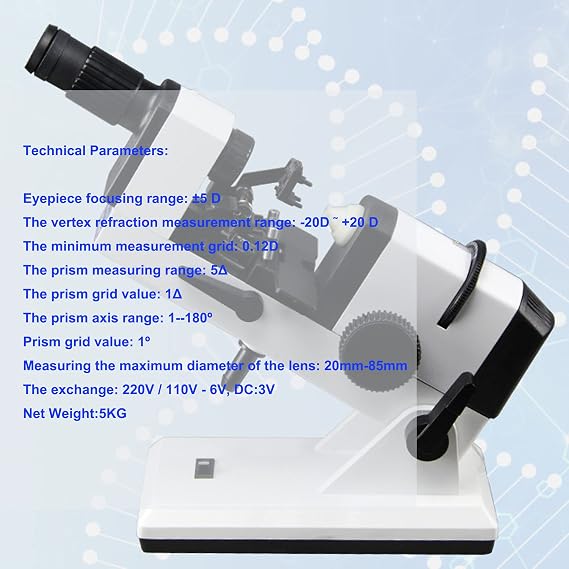 Manual Lensmeter Focimeter Optometry Machine,20D External Reading Outer Reading Lensometer Lens Meter Focimeter,Portable Handheld Manual Optical Lensmeter Measure Device