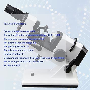 Manual Lensmeter Focimeter Optometry Machine,20D External Reading Outer Reading Lensometer Lens Meter Focimeter,Portable Handheld Manual Optical Lensmeter Measure Device