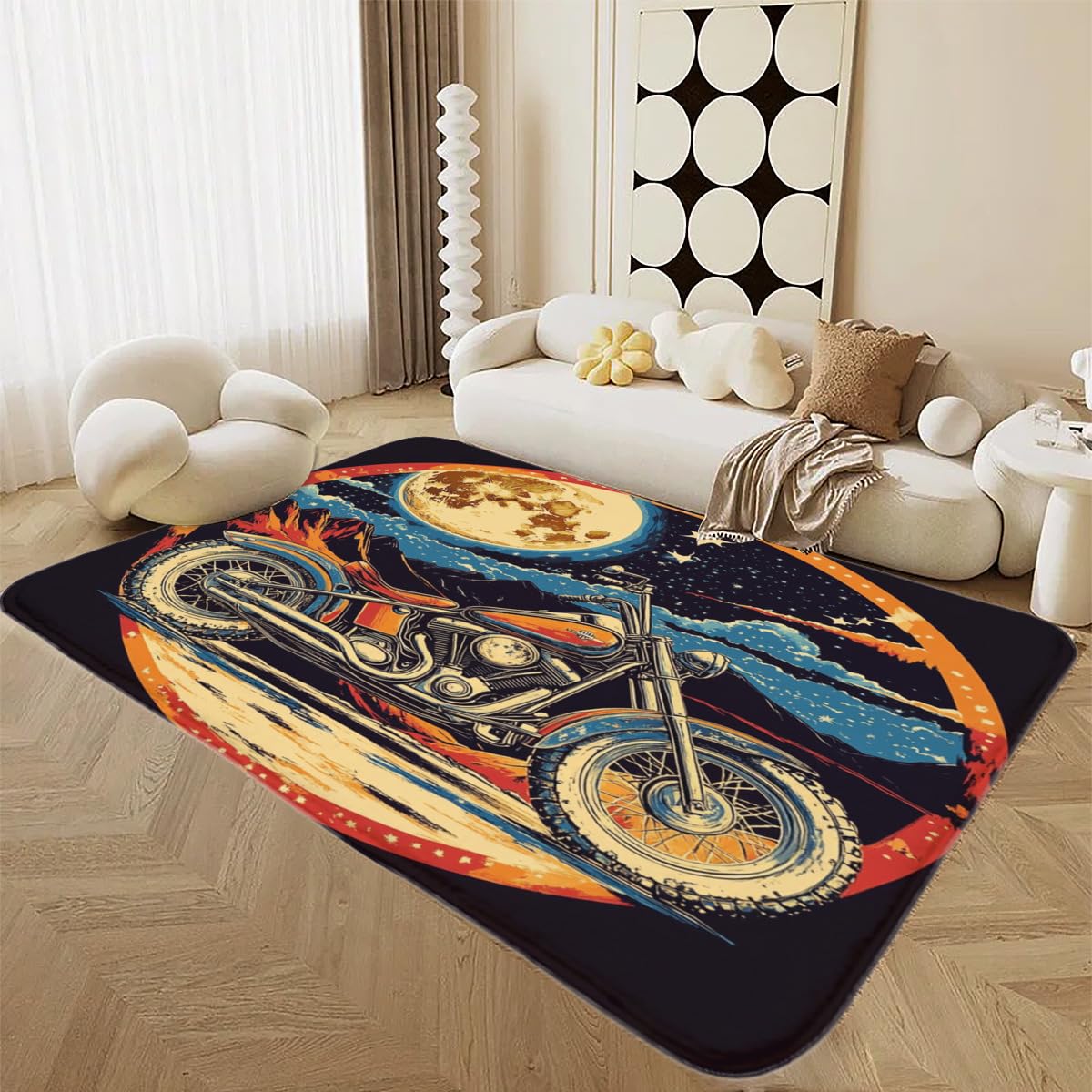 Tapis de cuisine et balcon Motorradss décoration d'intérieur en flanelle lavable moderne