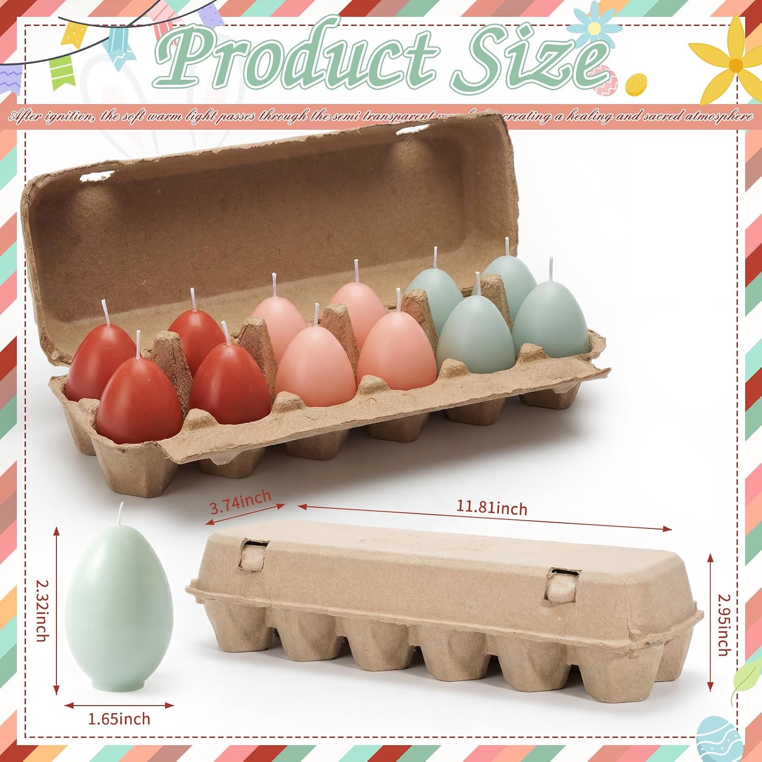 Conelist 12 Pcs Egg Candles 1.7 x 2.3 in Egg Shaped Votive Candles with Carton for Spring Party Home Decoration Table Decor Spring Celebrations Supplies Gift(Classic,Mixed Colors)