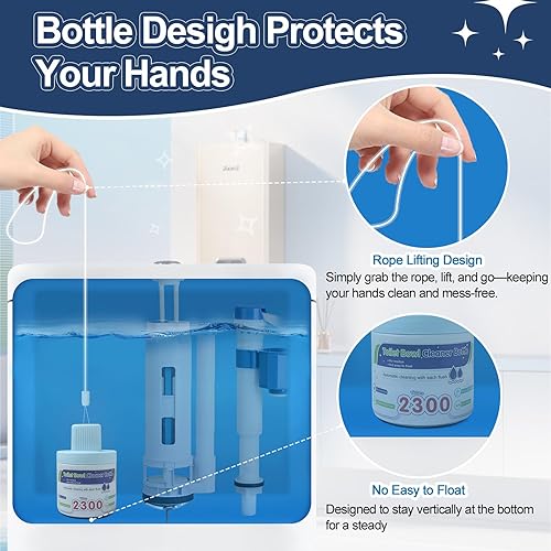 Miniatura 4 de Msvvko Limpiadores de inodoro, pastillas limpiadoras azules en botella, desodoriza, refresca olores, se echan en el tanque del inodoro, liberación