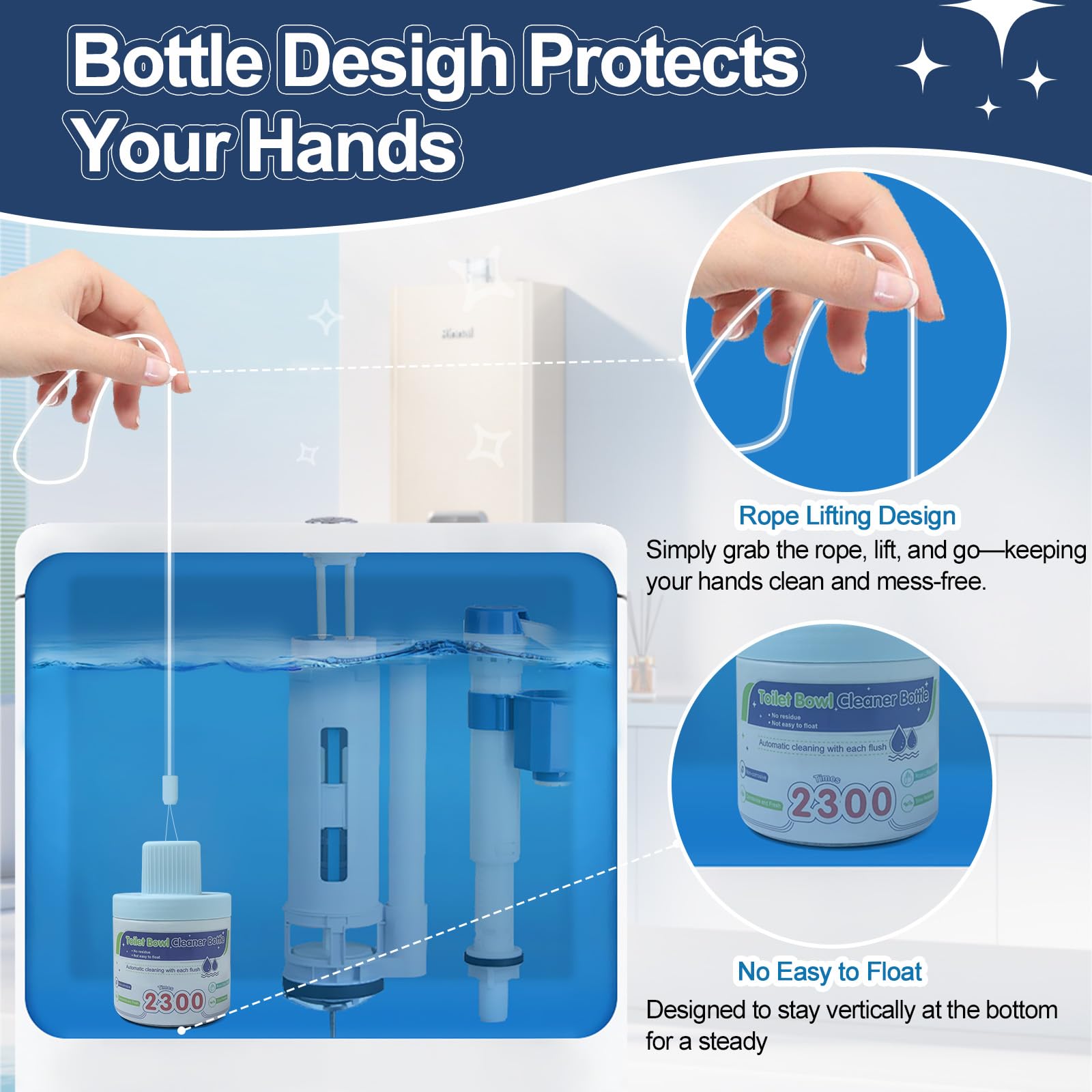 Msvvko - Limpiador de inodoro, botella de limpieza automática de inodoro azul de larga duración, tabletas seguras para tanque séptico en botellas, limpia y evita la acumulación D