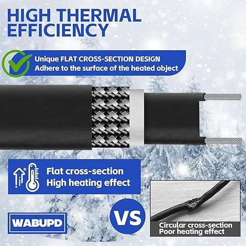 Vista 3 de Cinta de calor de 3 pies a 200 pies para tuberías de agua, cable de calor de tubo de descongelación de -40 °F, tubo de cable de calefacción