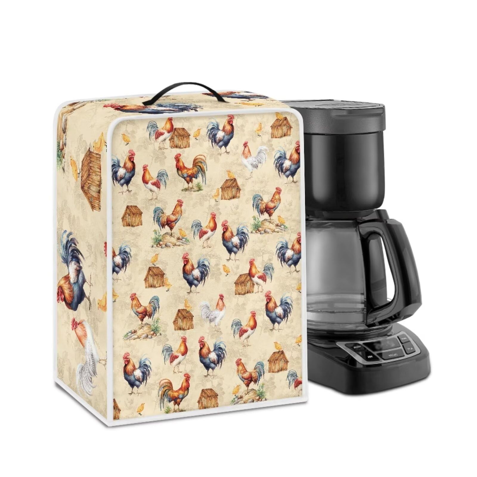 Rooster House Coffee Maker Cover Lightweight Coffee Pot Cover Kitchen Appliance Case Durable Reusable Small Appliance Dust Covers