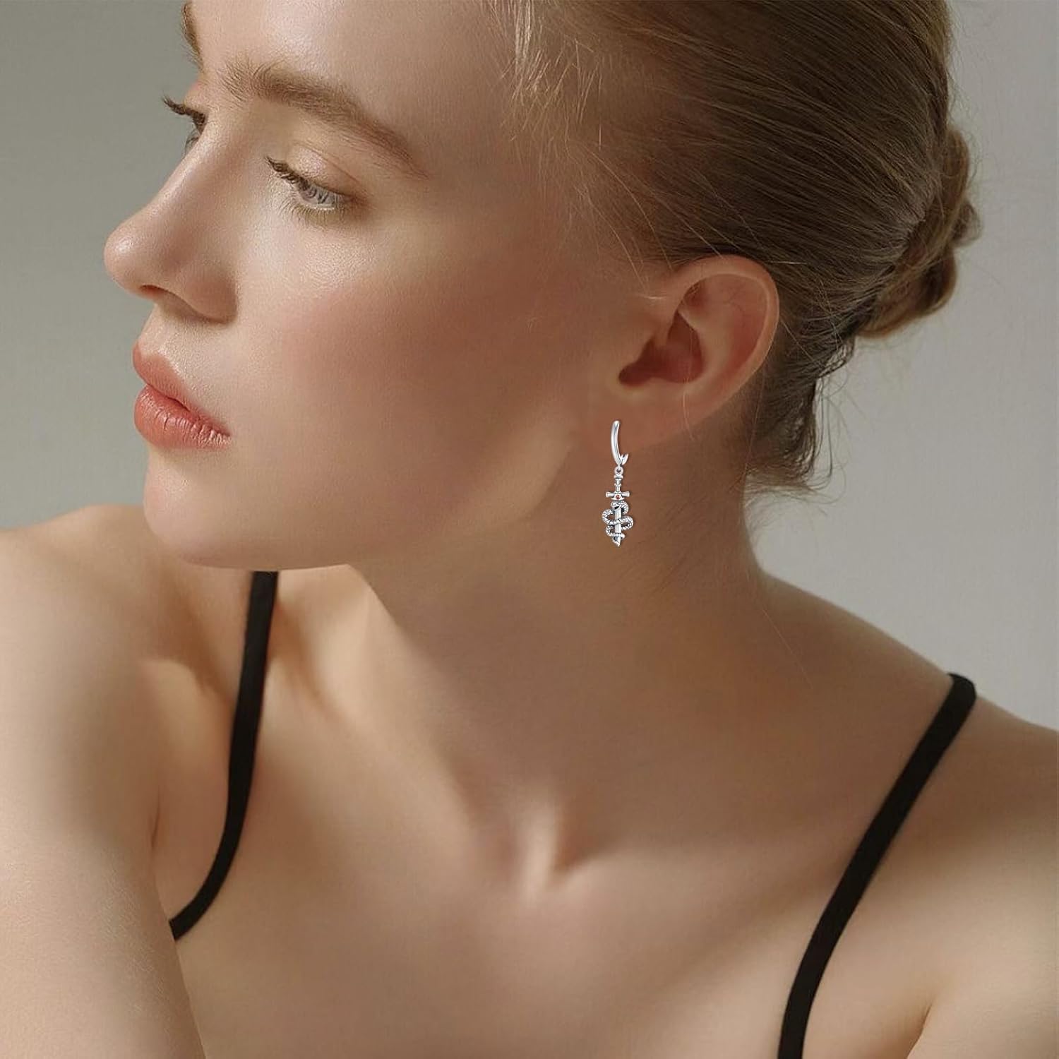 Snake Earrings for Women Men 925 Sterling Silver Vintage Snake Drop Earrings Pagan Amulet Jewelry Gifts for Women Men - Image 4