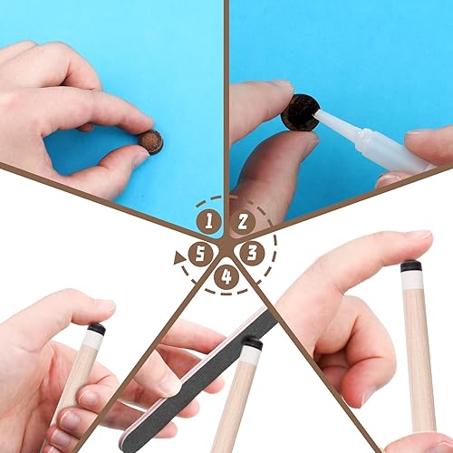 Miniatura 3 de Gejoy Juego de 20 puntas de repuesto para taco de billar con caja de almacenamiento para billar Marrón