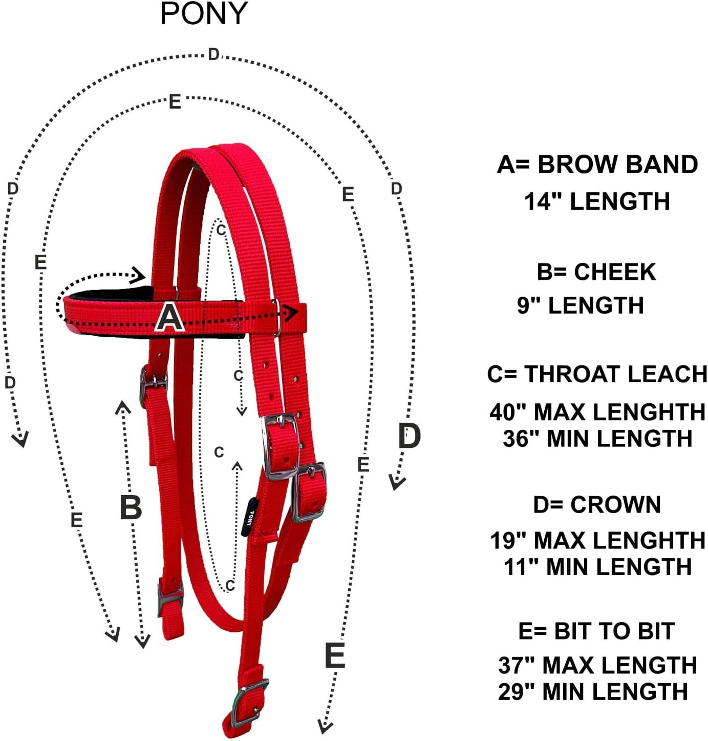 Majestic Ally Horse Headstall with Reins, Nylon Padded Browband, Multiple Colors (Royal Blue, Pony)