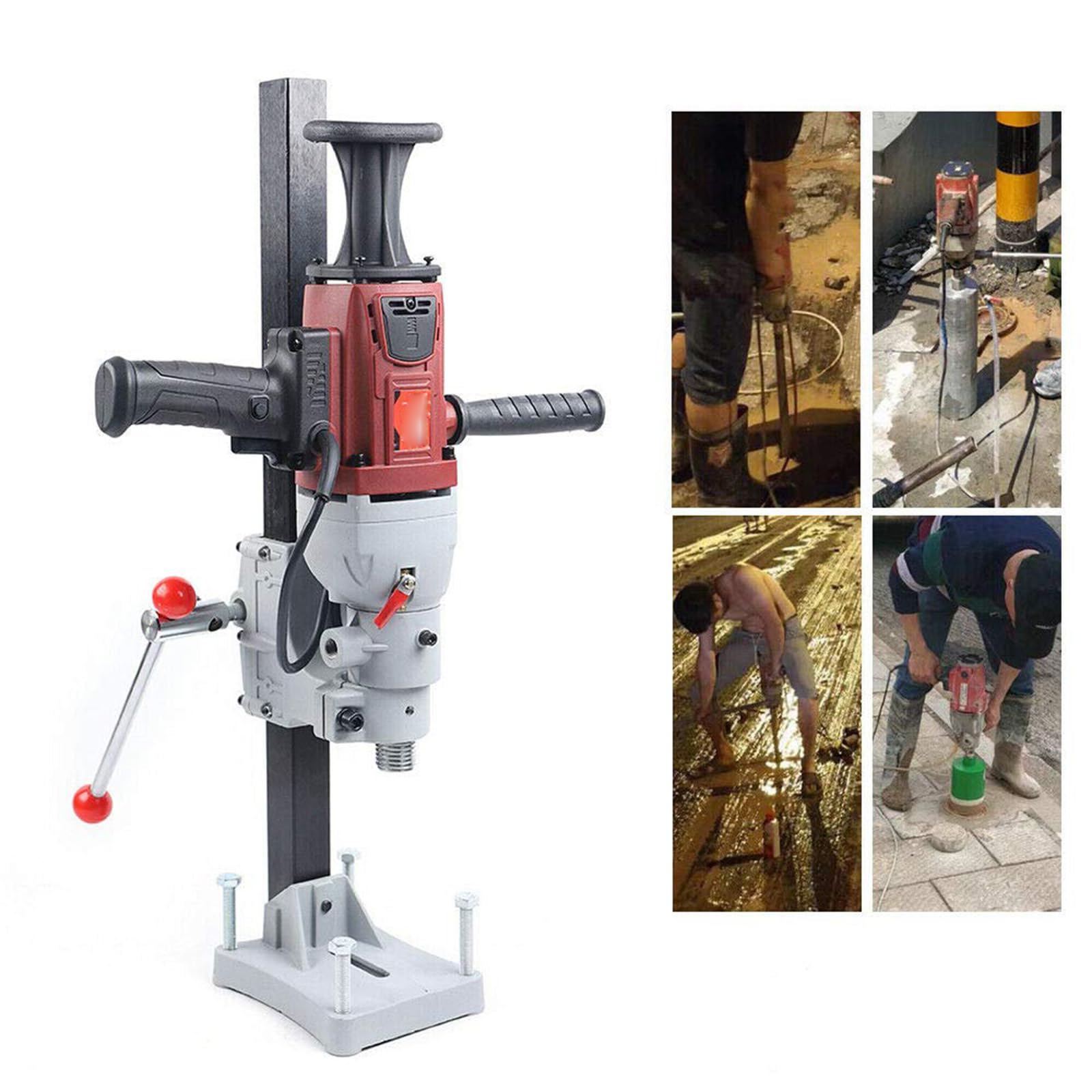 Trapano diamantato, 2300 W, con staffa di supporto, 1600 giri/min, diametro di foratura 180 mm, per foratura a secco e bagnato