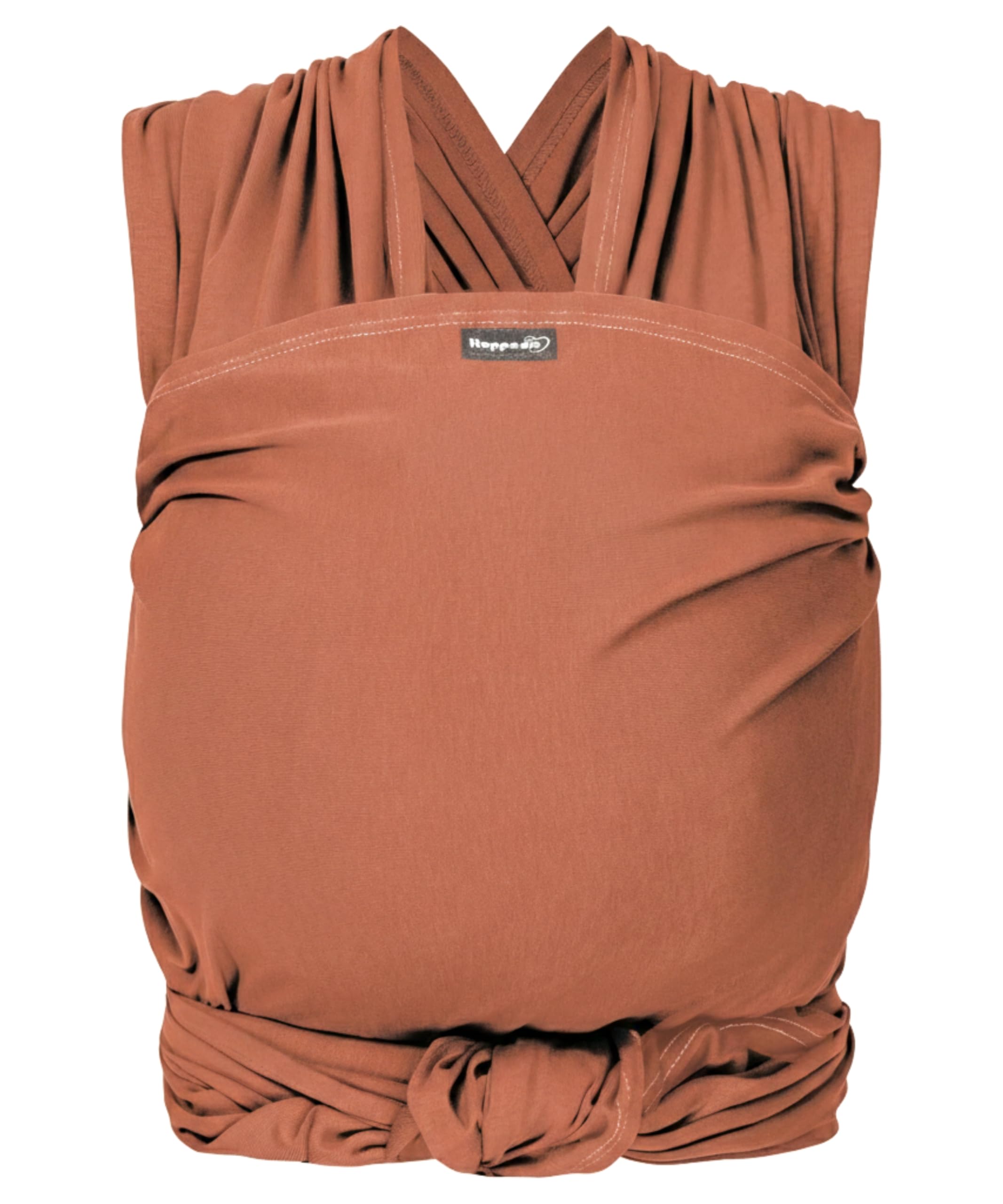 Hoppediz Elastisches Babytragetuch für Neugeborene ab Geburt (2–9 kg) – Weiches Babytragetuch aus kbA-Baumwolle – Elastisches Tragetuch für Babys – Kupfer 5,40 m