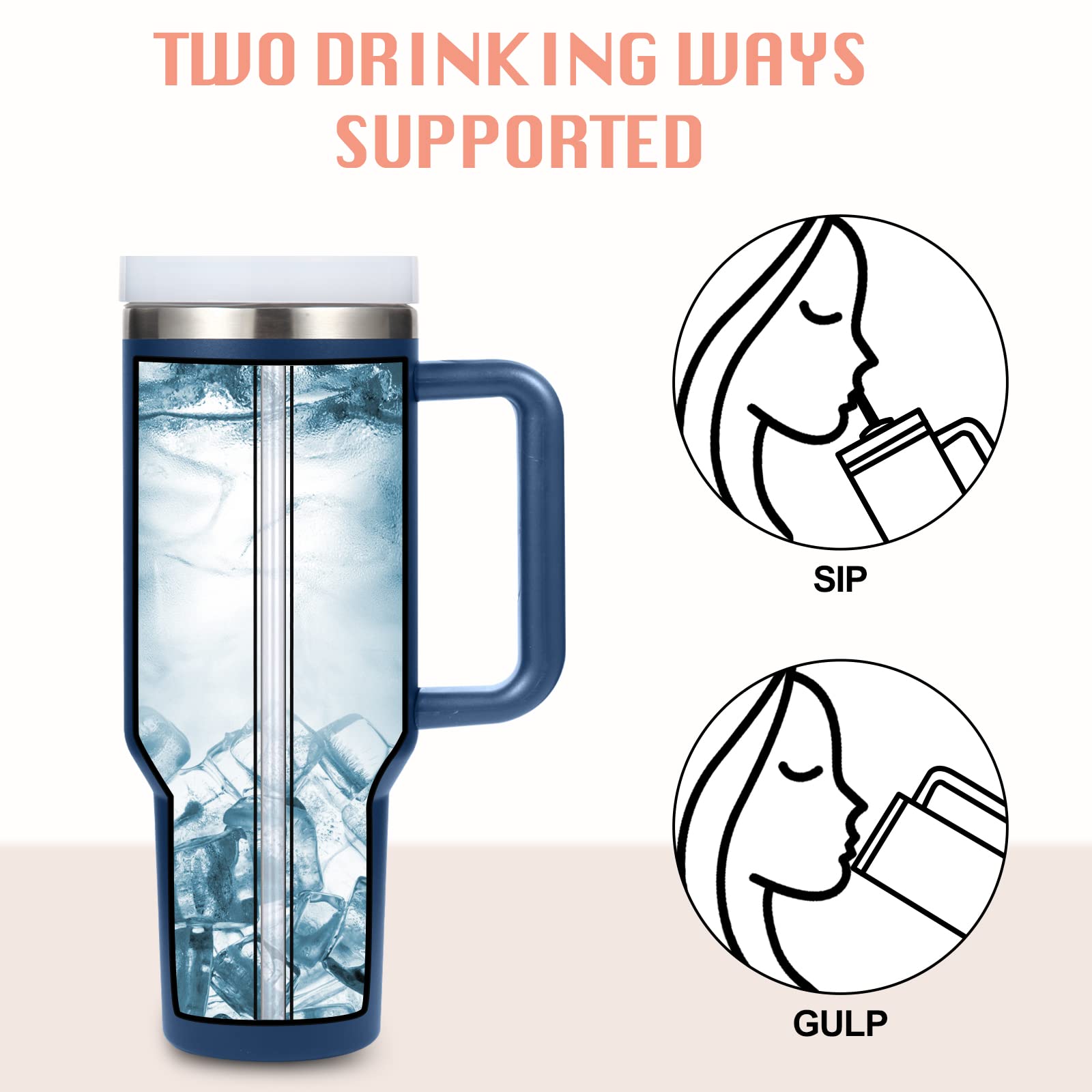 Vaso de acero inoxidable aislado con asa y tapa con pajita, taza de viaje reutilizable para bebidas frías, perfecta para café helado en casa o sobre la marcha