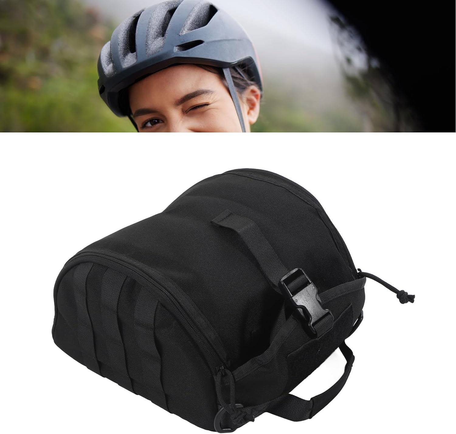 Helmet Protection Storage Bag, Adjustable Lightweight Motorcycle Helmet Storage Bag Motorcycle Accessories for Sport Riding Travel (Black)