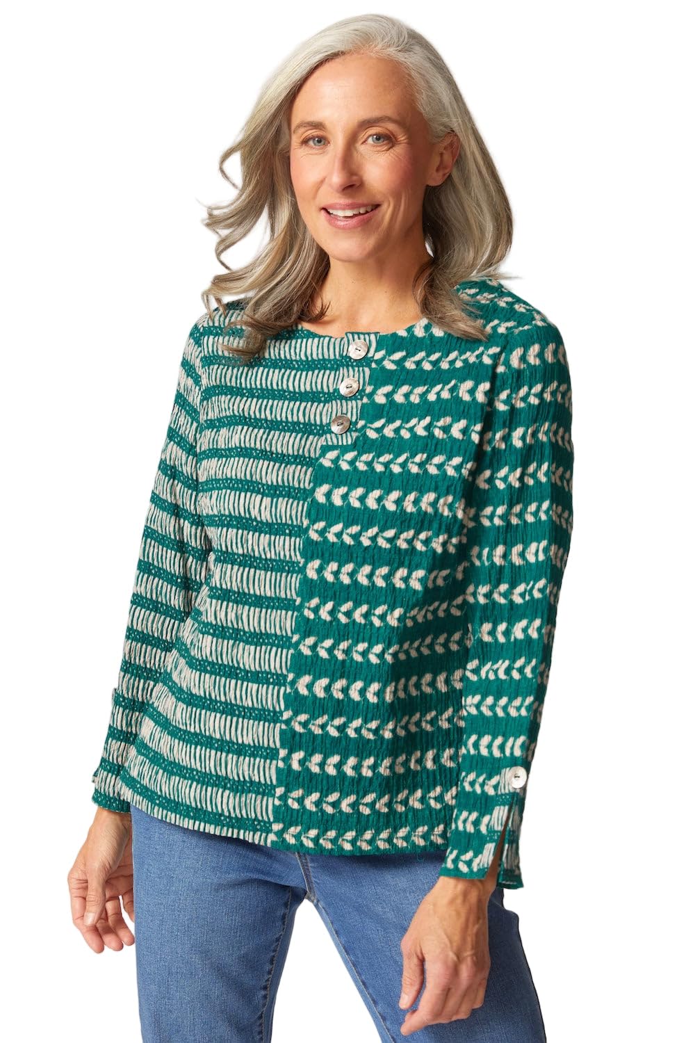 Habitat Womens Mixed Batiks Button Pullover - 48932