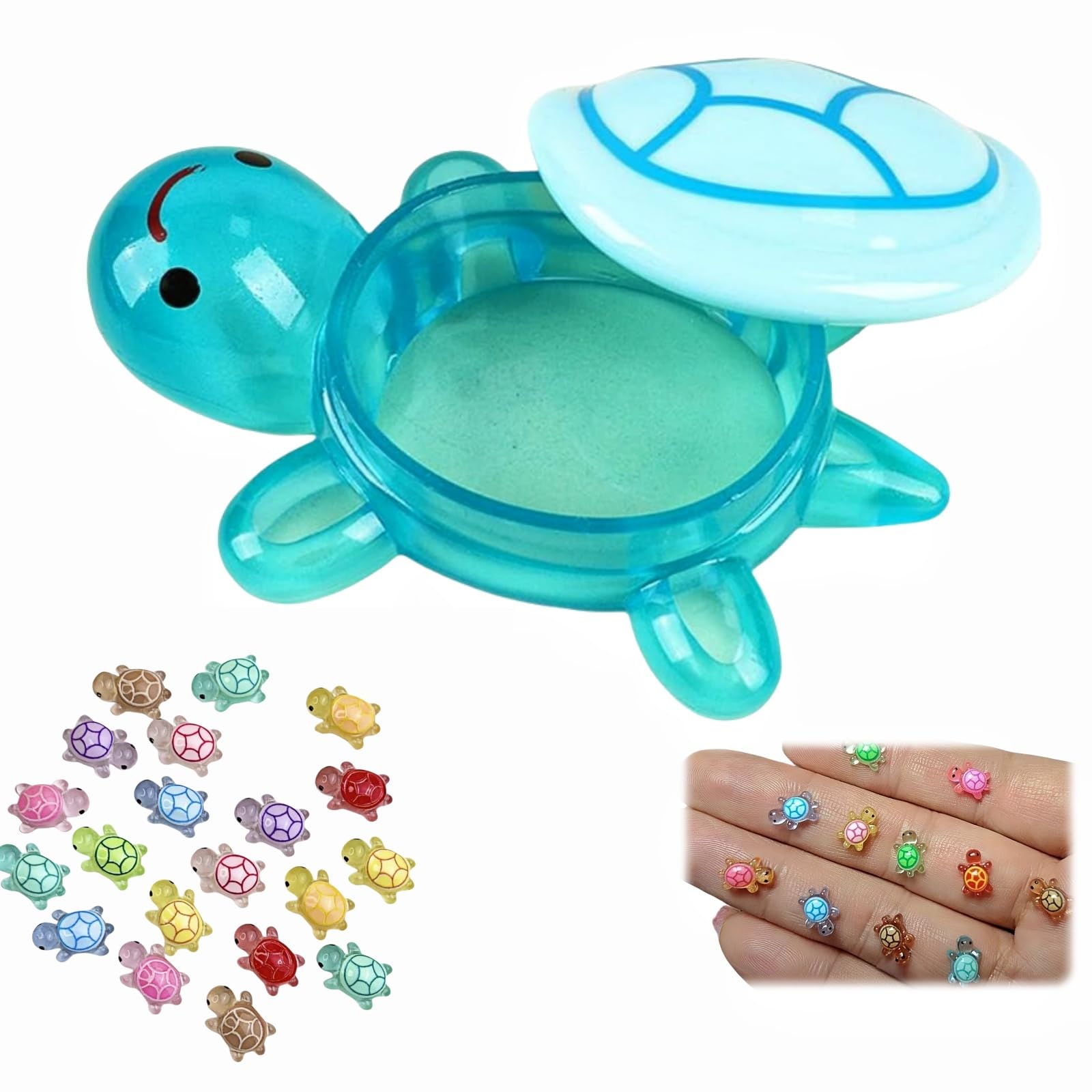 100 Pieces Tiny Turtles for Crafts with Turtle Storage Box,Glow in The Dark Resin Animals,Garden Ornaments,Fairy Garden Accessories,Toys for Small Ani/mals,Easy Storage Mini Resin Anim/als,Diy Crafts