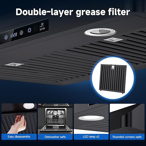 Miniatura 7 de AMZCHEF Campana extractora para debajo del gabinete, 30 pulgadas, 750CFM de acero inoxidable para estufa de cocina, campana de ventilación de 3