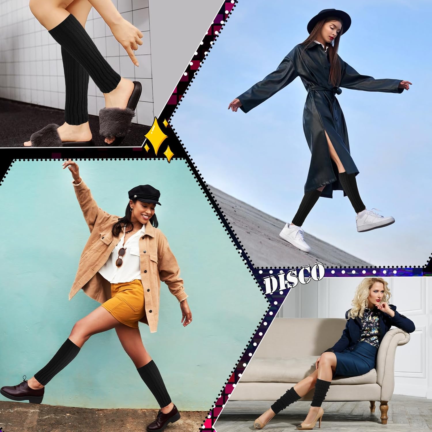 Women's Leg Warmers - 1/2 Pack 80s Retro Fashion Knit for Girls Dance Sports Yoga - Image 2