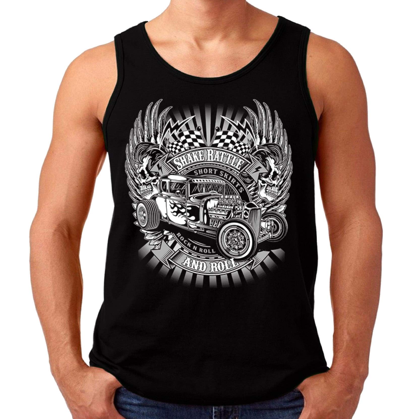 Velocitee Speed Shop Mens Vest Rock n Roll Hotrod Greaser Rockabilly A23626