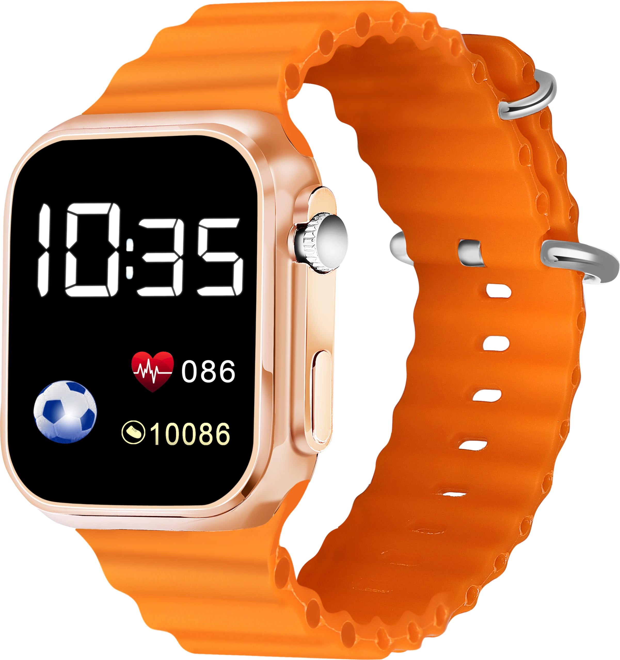 MASTRENA Teenagers LED Luxurious Fashion Silicone Orange Colored Strap Rose Gold Case Digital Watch -MSG2799 (B0CJP2VZNW) Amazon Price History, Amazon Price Tracker