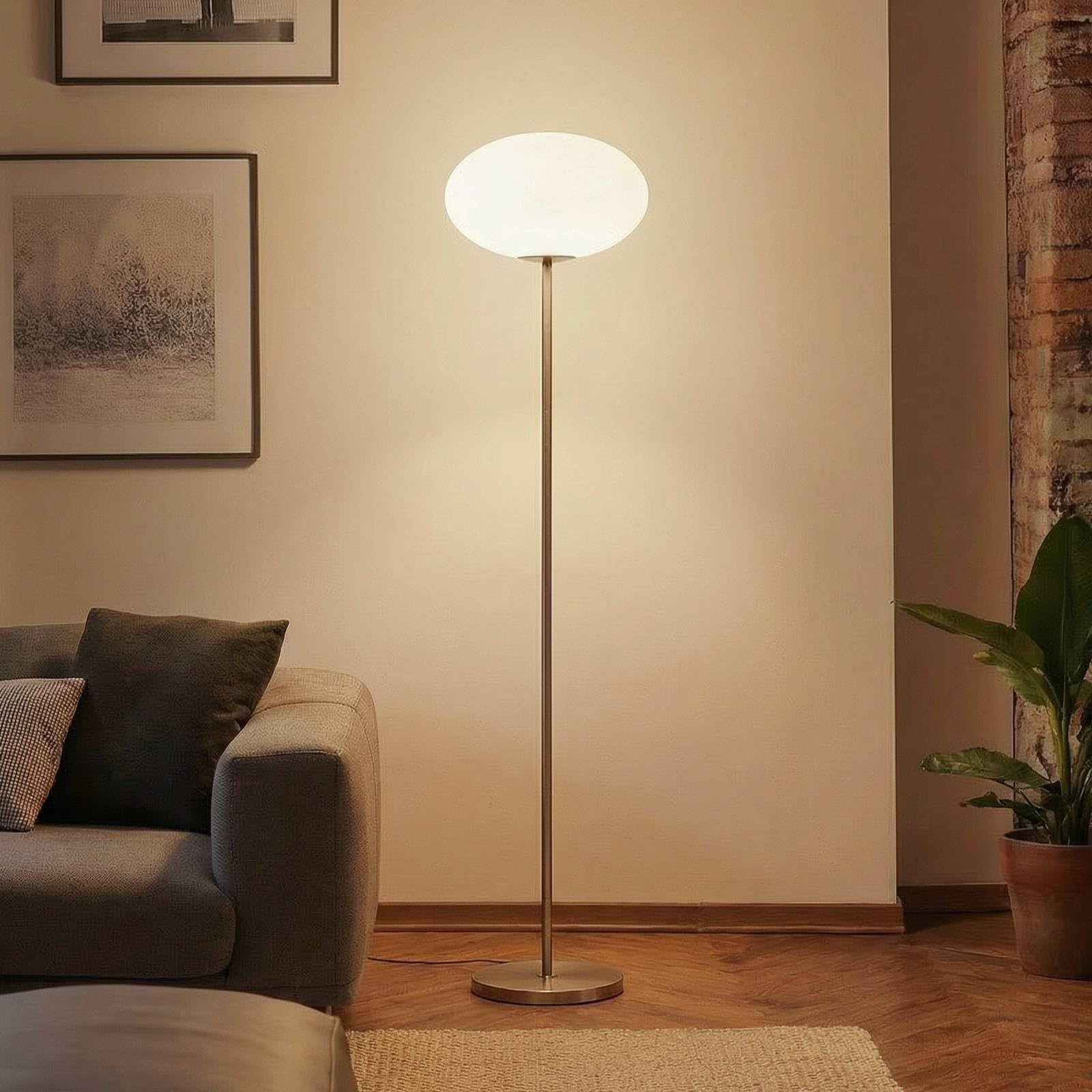Floor Lamp 'Sonika' (Modern) in Silver Made of Metal for e.g. Living Room & Dining Room (1 Light Source, E27) from Lindby | Standard Lamp