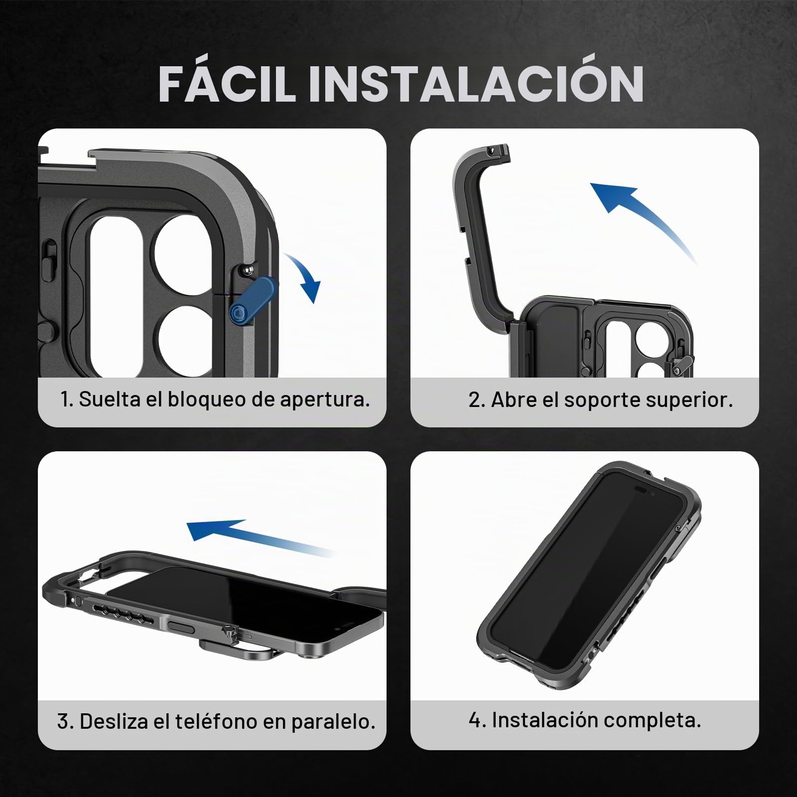 NEEWER 15 Pro MAX Jaula Vídeo Cage Rig con 67mm Adaptador de Filtro Snap On, 17mm Plano Posterior de Lente Roscada, Soporte para Trípode, Kit de Estuche para iPhone Estabilizador para Vídeo, PA024