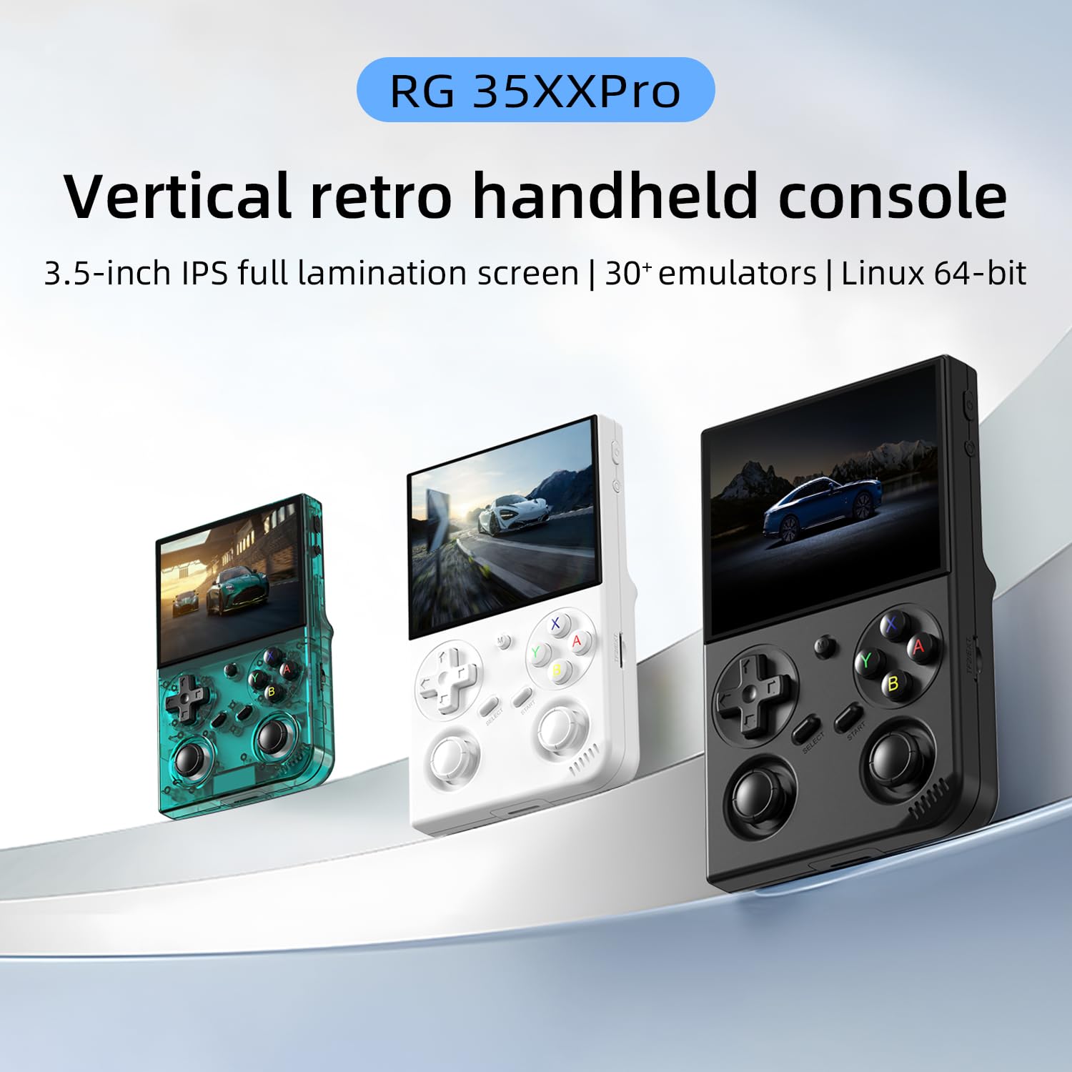 RG35XX Pro Retro-Handheld-Spielekonsole, RG 35XXPro unterstützt HDMI-TV-Ausgang, 5G, WLAN, Bluetooth 4.2, 8,9 cm IPS-Bildschirm, Linux-System, integrierte 64G-TF-Karte, 4353 Spiele (Schwarz-NWE)