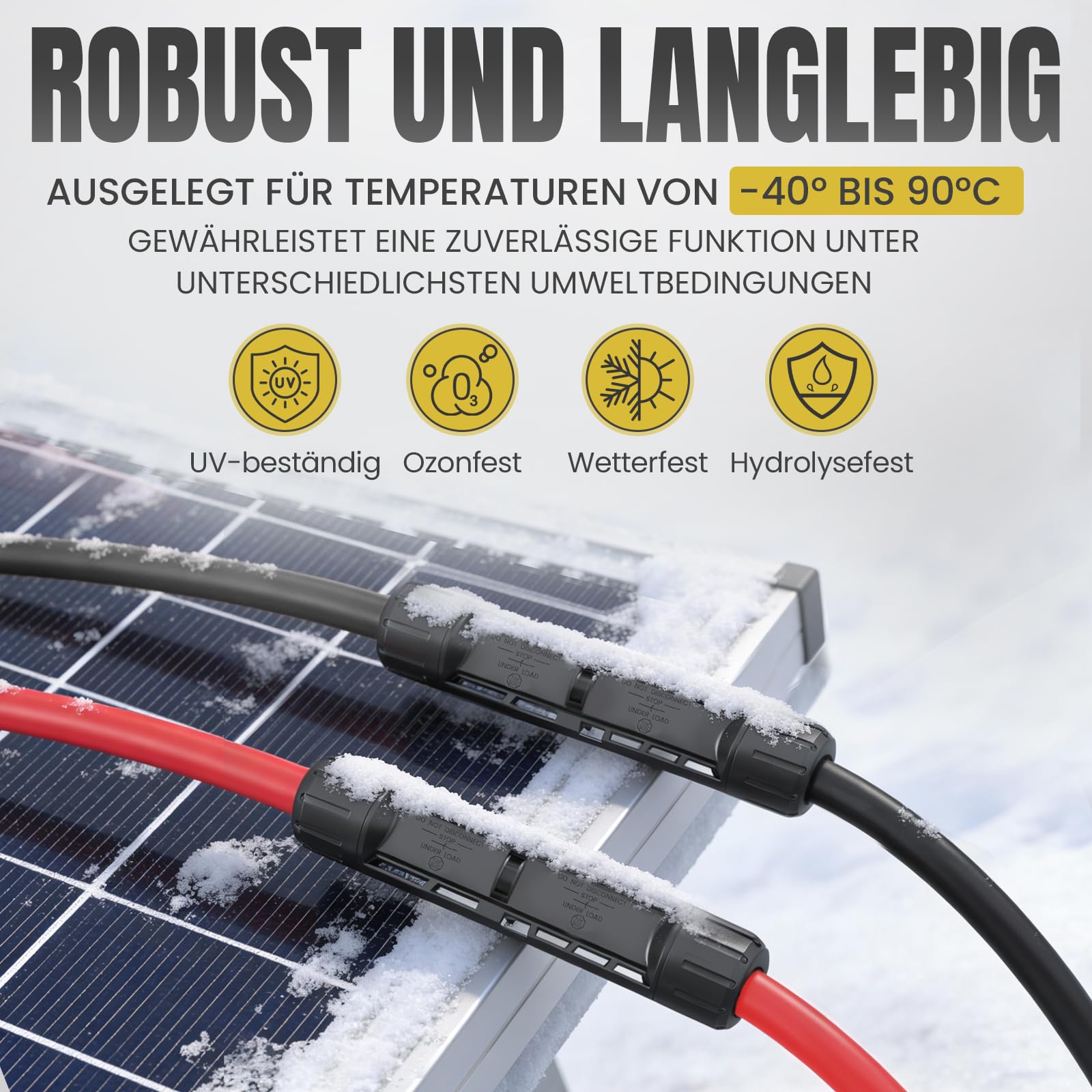 avoltik 2x 10m Solarkabel in 6mm2 I TÜV-zertifiziertes Balkonkraftwerkkabel I Robustes PV Kabel doppelt isoliert & wetterfest I IP67 Solar-Anschlusskabel I Photovoltaik Kabel rot & schwarz