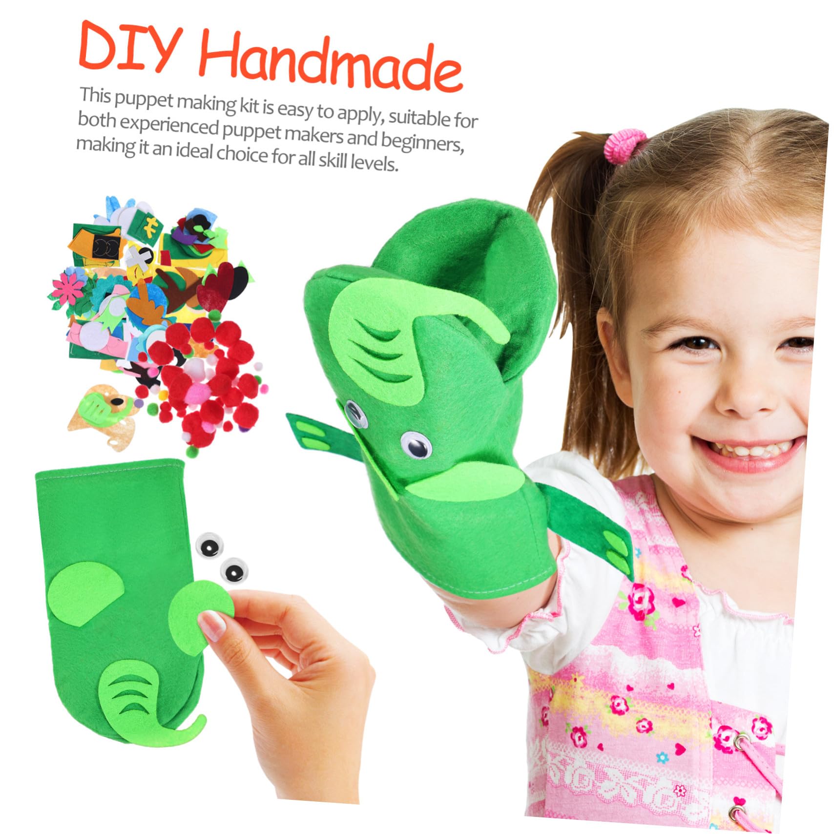 Kit Burattini a Mano in Feltro 24.5x14 Cm per Ragazzo Ragazza, Accessori per Giochi di Ruolo e Creazione di Marionette, Materiali Fai da Te Colorati e Resistenti, Set Burattino