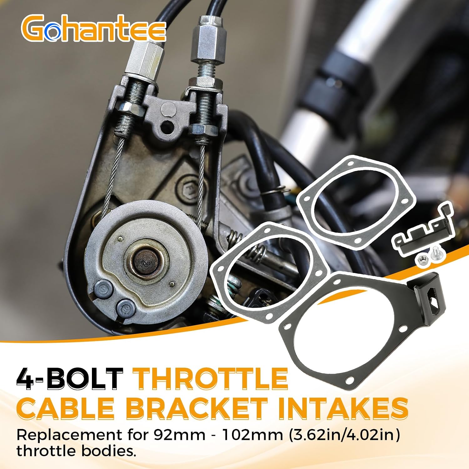 Throttle Cable Bracket Intakes 4-Bolt 92mm-102mm（3.62in/4.02in） Throttle Cable Bracket Compatible with Chevy LS LS2 LS3 LS6 LS7 Replaces# 81012/81042/81001/81002/81003/81007/81043/81044