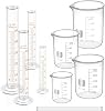 FOUR ES SCIENTIFIC Glass Beaker Set 50100250500 ml, Glass Graduated Cylinder 5102550 ml, 2 Stirring Rods