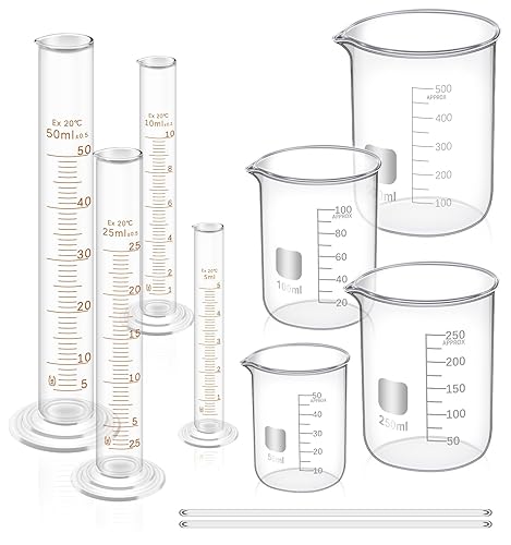 Miniatura 3 de FOUR E'S SCIENTIFIC Placa caliente magnética agitador de 5 pulgadas con sistema de vaso de precipitados de vidrio, cilindro graduado de vidrio