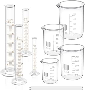 Amazon.com: FOUR E'S SCIENTIFIC Glass Beaker Set 50/100/250/500 ml ...
