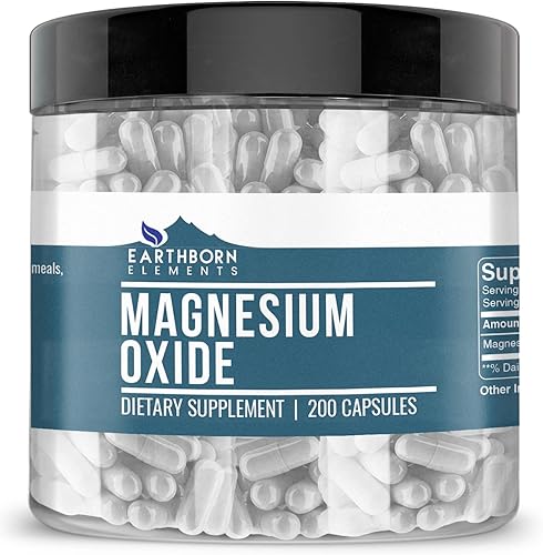 Miniatura 2 de Earthborn Elements Paquete de óxido de magnesio y vitamina C más gluconato de zinc, 200 cápsulas cada una, puro y sin diluir, sin OMG