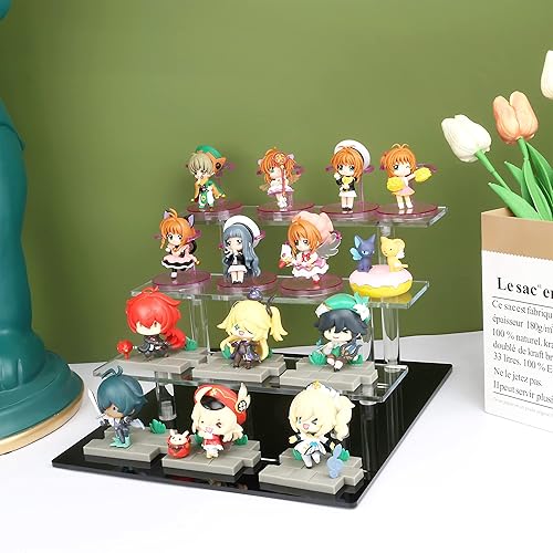 Miniatura 2 de ELEGANTLIFE Soporte elevador de acrílico Estante transparente de 4 niveles para Funko POP, Amiibo, figuras, coleccionables, cupcakes, perfumes,