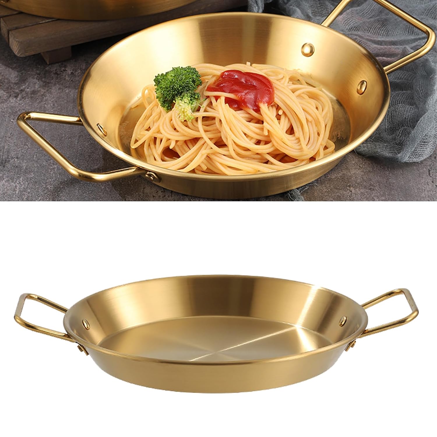 Dual Loop Handle Frying Pans Stainless Steel 7 48in Diameter 1 18in Height 10 6oz Flat Bottom Uniform