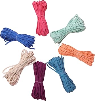 Micro-Fiber Flat Leather Lace Beading Thread Faux Suede Cord String for Jewellery Making Bracelet Necklace DIY Craft7 Colors, 9.2m/roll Bright