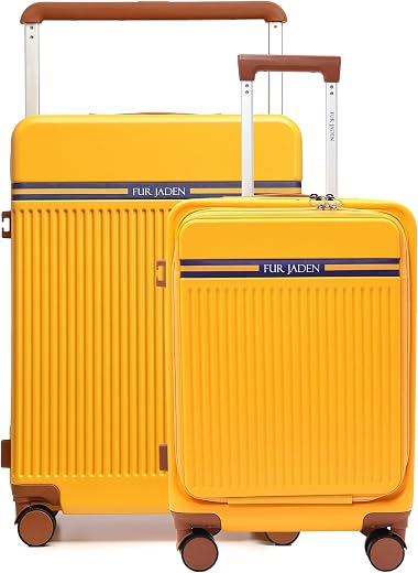FUR JADEN The Aviator TechPro Set of 2 German Polycarbonate Travel Luggage Cabin Suitcase with USB Port, Laptop Compartmen...