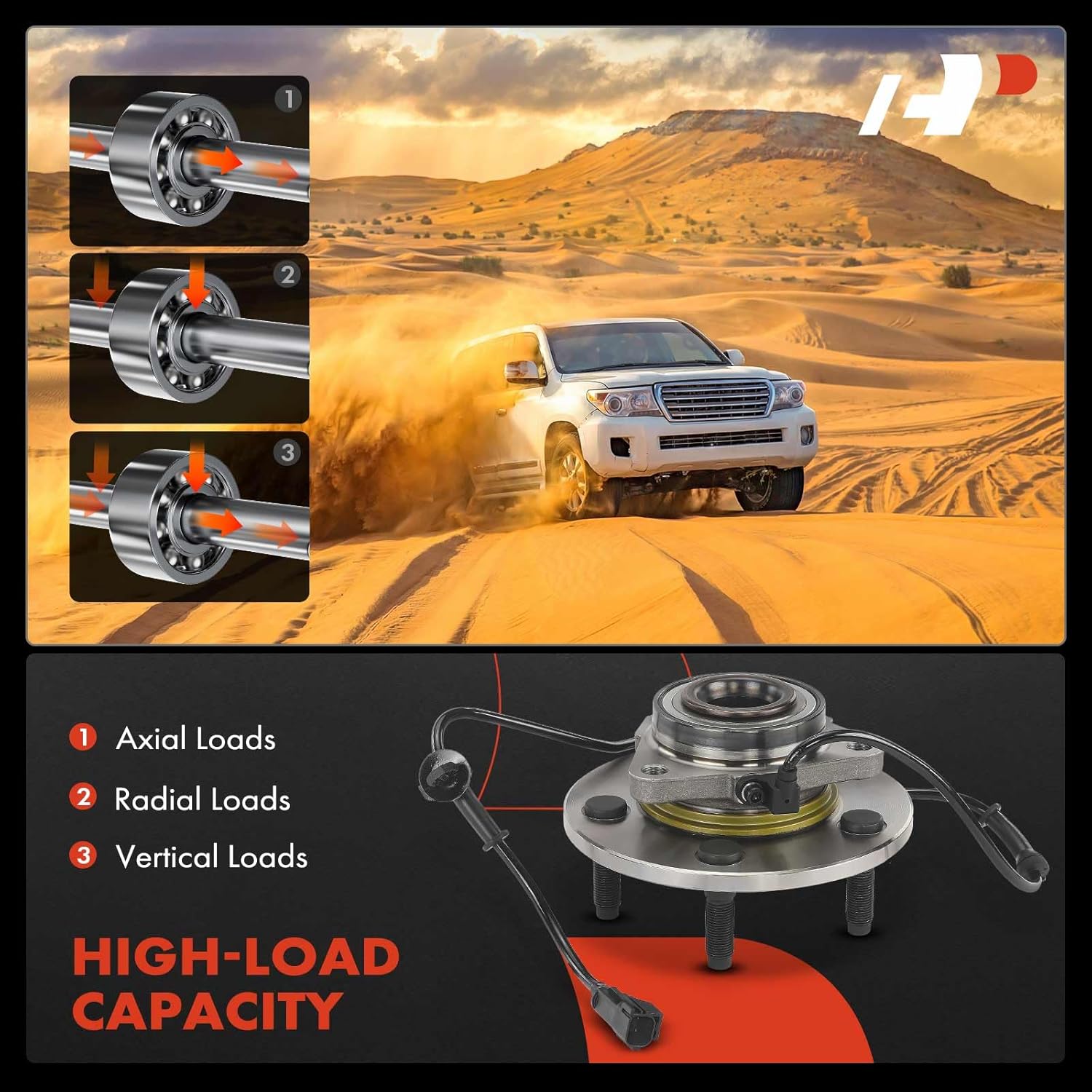 A-Premium 2 x Front Wheel Bearing and Hub Assembly with ABS & 5-Lug Compatible with Dodge Ram 1500 2002 2003 2004 2005, 4WD Only