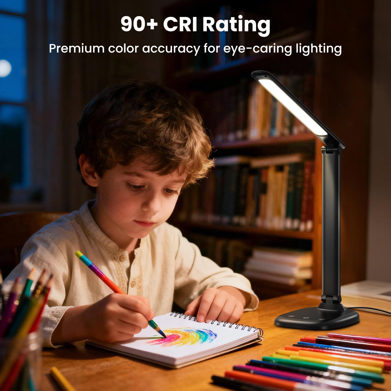 Lámpara de Escritorio, 5 Modos de Lampara Escritorio LED, Batería 4000mAh con Puerto de Carga USB, Control Táctil, Temporizador y Memoria, Flexo LED Escritorio para Cama, Oficina, Leer y Estudiar