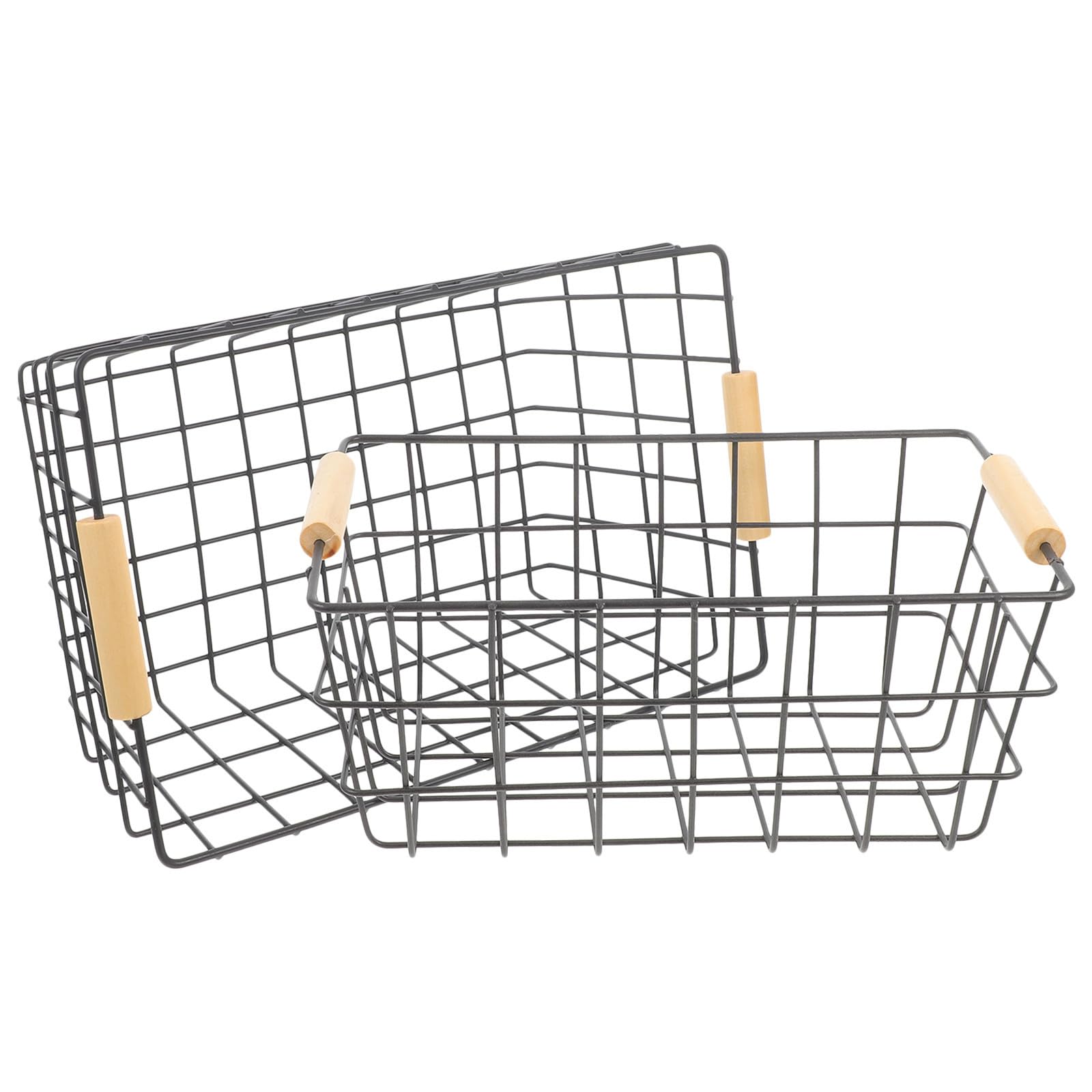 Panier de rangement en fer Zerodeko : lot de 2 bacs rectangulaires argentés à grande capacité