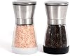 StoveShelf Salt and Pepper Grinder Set - Refillable Salt and Pepper Mills with Silicone Base - Protects the Finish of Your StoveShelf - Stainless Steel and Glass Spice Grinders - Set of 2