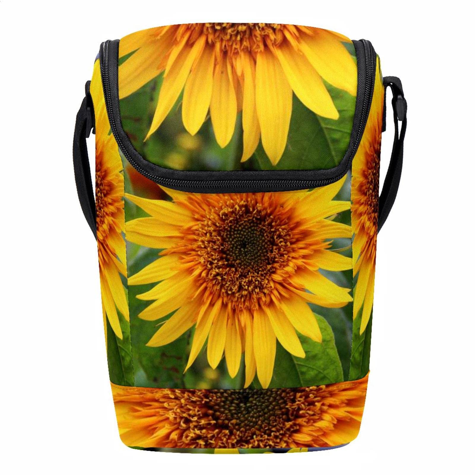 Lonchera ligera para mujer y hombre con aislamiento térmico de girasoles