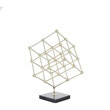 Deco 79 Marble Geometric Sculpture with Black Base, 9" x 9" x 12", Gold