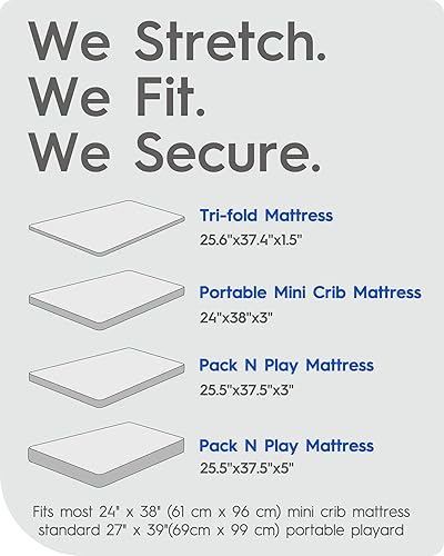 Miniatura 4 de Pack N Play Sábanas ajustadas para niñas y niños, sábanas mini para cuna de estilo bohemio para empacar y jugar, colchón de cuna, jersey elástico
