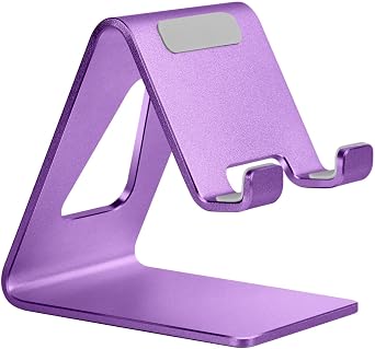 Aoviho Cell Phone Stand for Desk, Aluminum Phone Holder for iPhone 17 16 15 Pro Max, Samsung Galaxy, Stable Office Desk Accessories,Hands Free Stand for Office Home,Purple