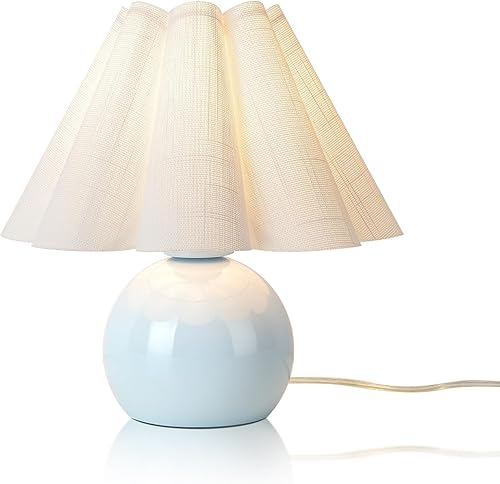 Mini lámpara de mesa pequeña azul claro para dormitorio, lindas lámparas de dormitorio para mesita de noche, lindas mini lámparas de mesa para